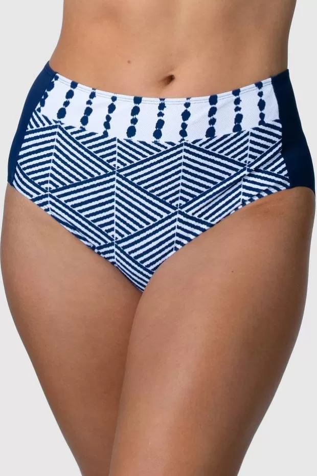 New Azur bikini panty - Maxi model with patterned front and back in uniform colour - Bademode